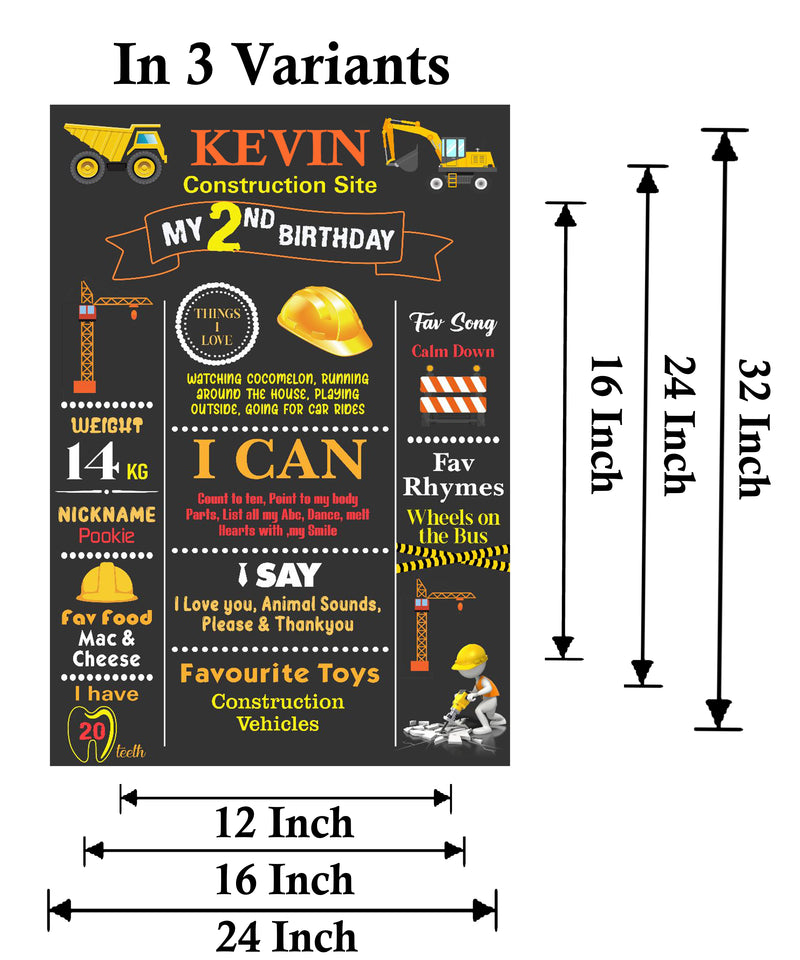 Construction Theme Customized Kid's Milestone Sign/Board