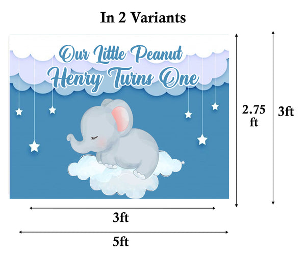 Baby Elephant Birthday Party Personalized Backdrop