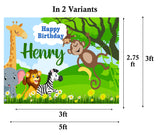 Jungle Safari Theme Birthday Party Personalized Backdrop.