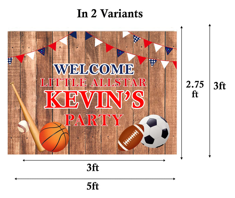 Sports Theme Birthday Party Personalized Backdrop.