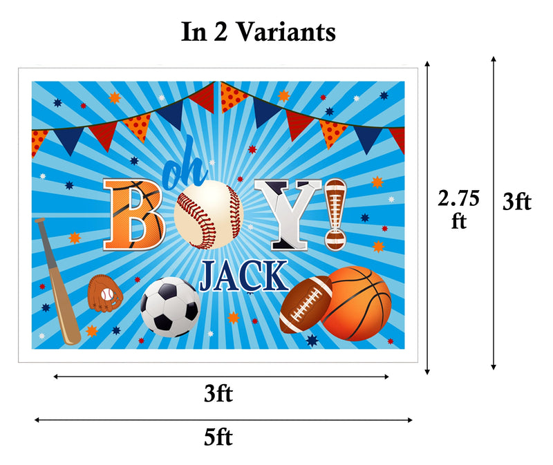 Sports Theme Birthday Party Personalized Backdrop.