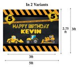 Construction Birthday Party Personalized Backdrop.