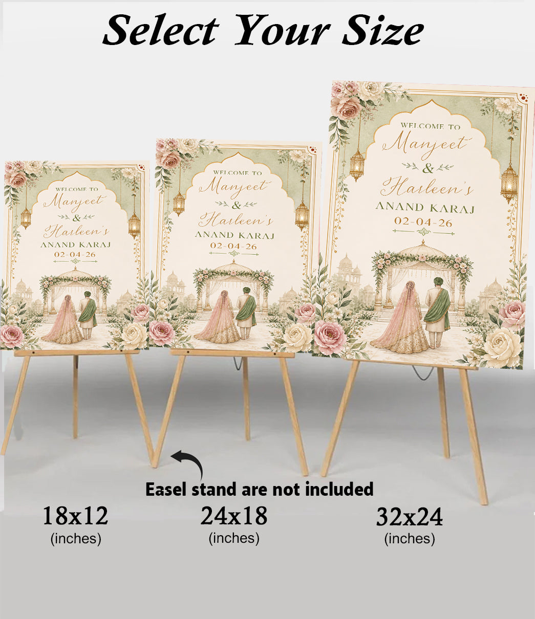 Indian Punjabi Wedding Anand Karaj  Ceremony Welcome Board for Decoration
