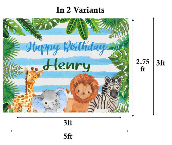 Jungle Safari Theme Birthday Party Personalized Backdrop.