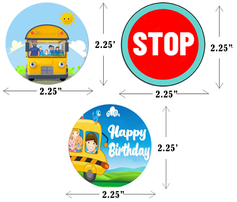 Wheels On The Bus Theme Party Cupcake Toppers for Decoration