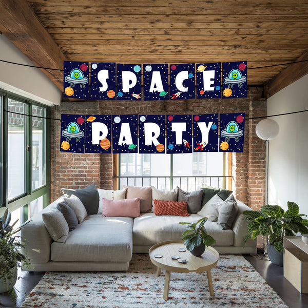 Space Theme Birthday Party Banner for Decoration