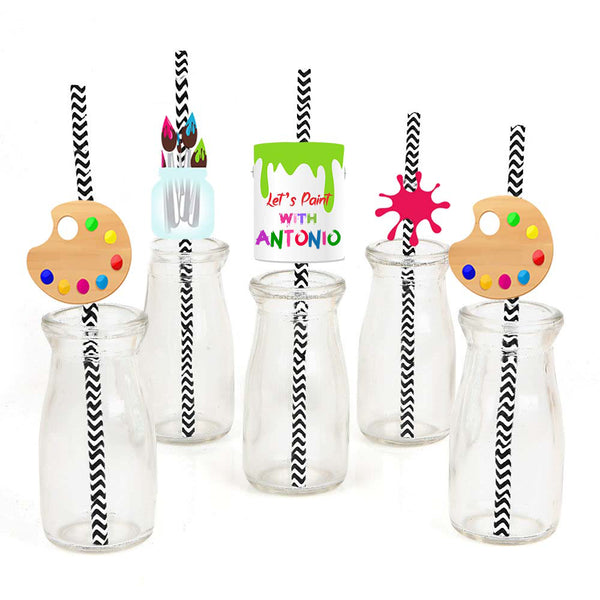 Art and Paint  Birthday Party Paper Decorative Straws