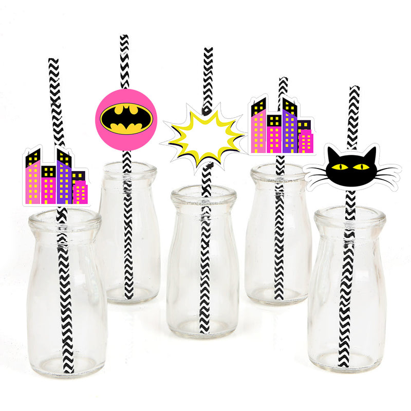 Super Girl Birthday Party Paper Decorative Straws