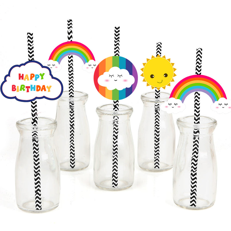 Rainbow Birthday Party Paper Decorative Straws