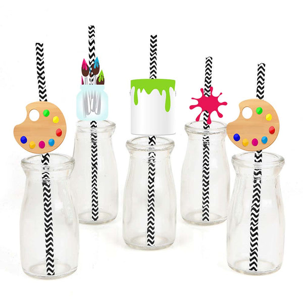 Art and Paint  Birthday Party Paper Decorative Straws