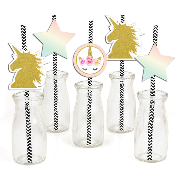 Unicorn Birthday Party Paper Decorative Straws