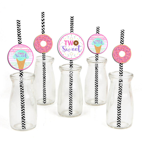 Two Sweet Birthday Party Paper Decorative Straws