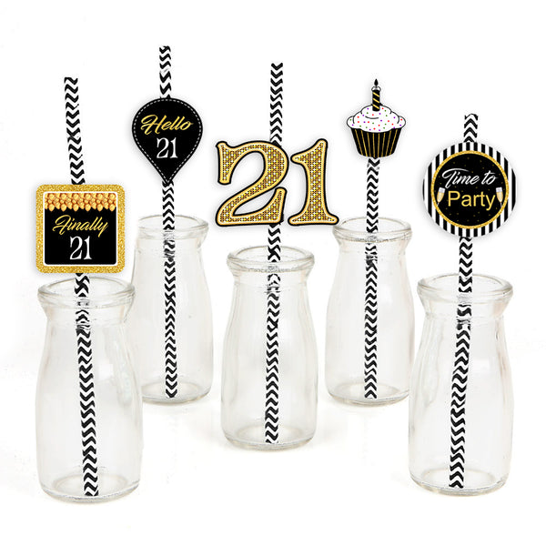 21st Theme Birthday Party Paper Decorative Straws