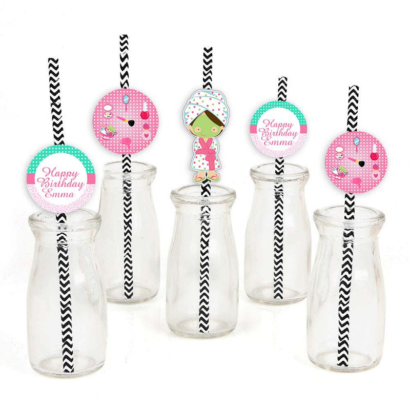 Spa Birthday Party Paper Decorative Straws