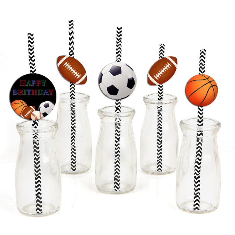 Sports Theme Birthday Party Paper Decorative Straws