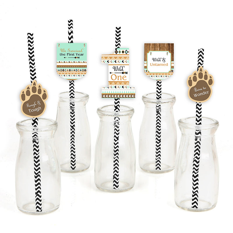 Wild One Birthday Party Paper Decorative Straws