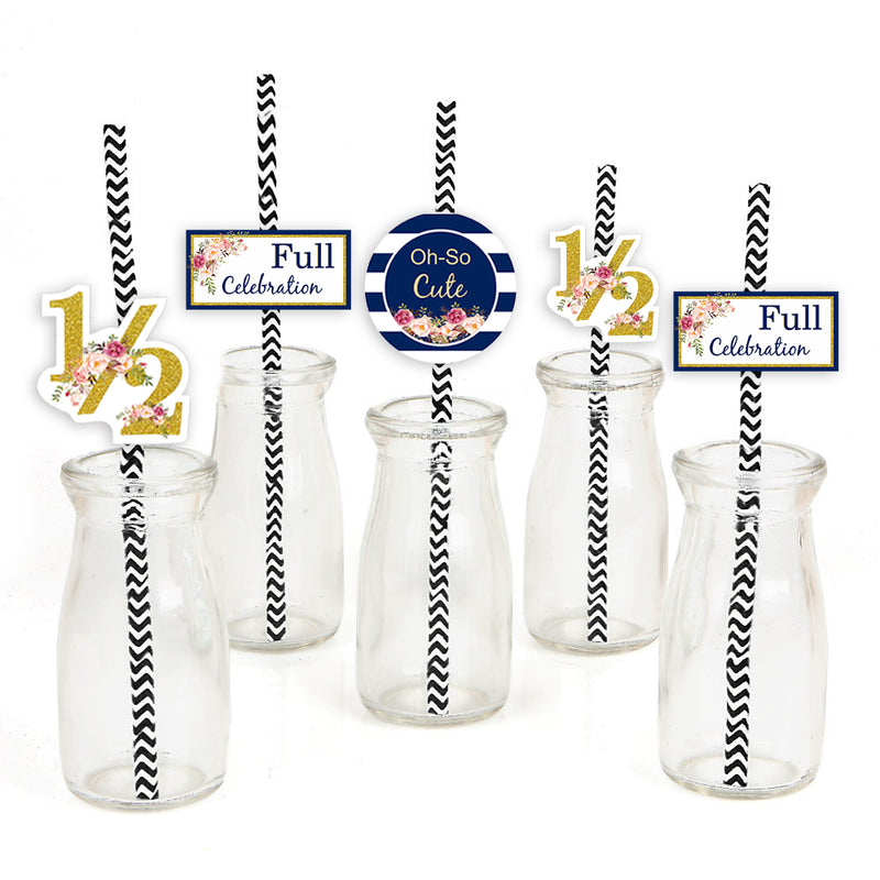 Half Birthday Boys Party Paper Decorative Straws