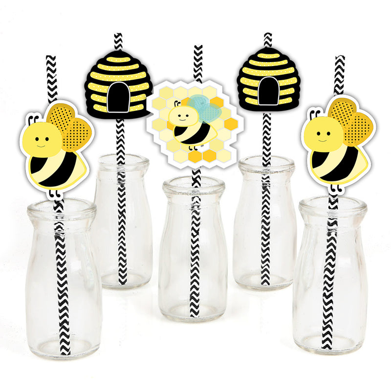 "What It Will Bee" Baby Shower Theme Party Paper Decorative Straws