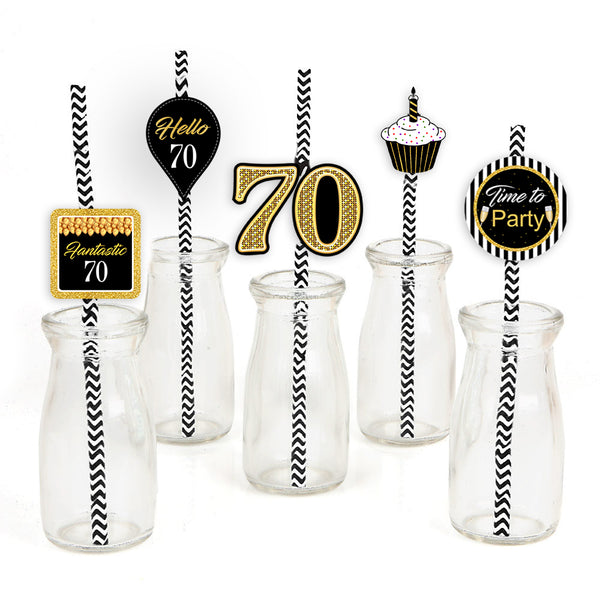 70th Theme Birthday Party Paper Decorative Straws