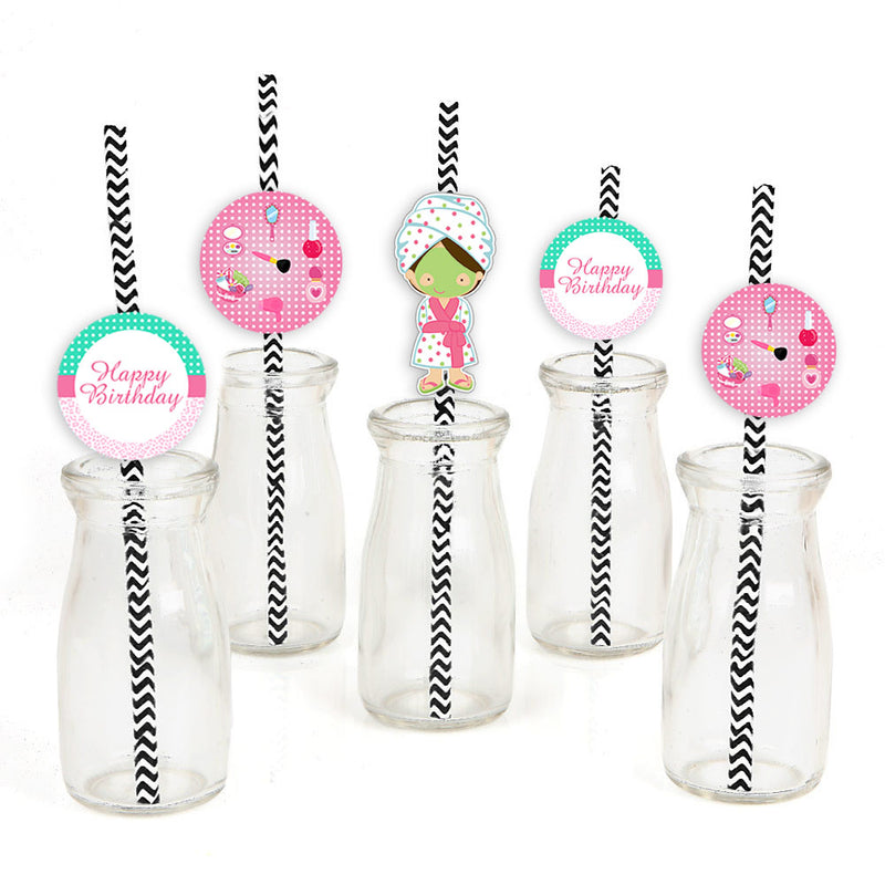 Spa Birthday Party Paper Decorative Straws