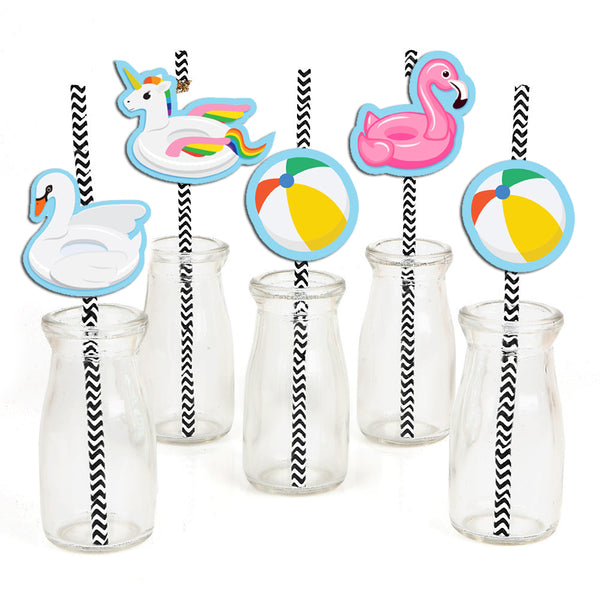 Pool Party Birthday Paper Decorative Straws