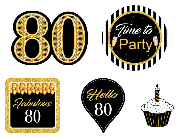 80th Theme Birthday Party Paper Decorative Straws