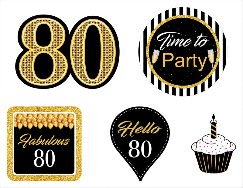 80th Theme Birthday Party Paper Decorative Straws