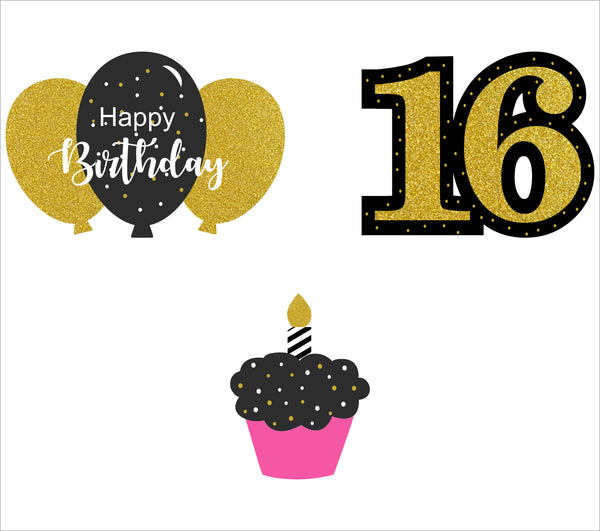16th Theme Birthday Party Paper Decorative Straws