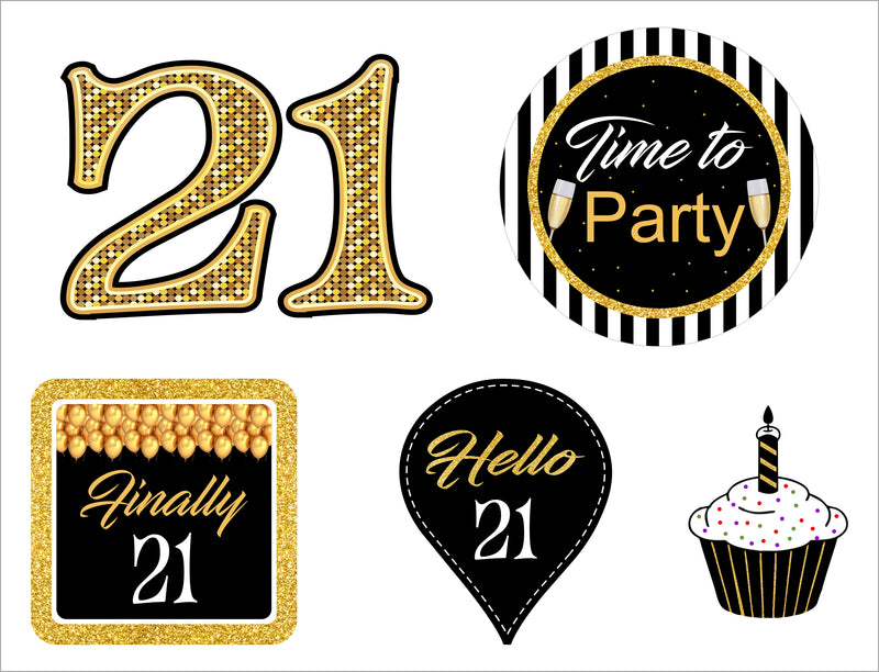 21st Theme Birthday Party Paper Decorative Straws