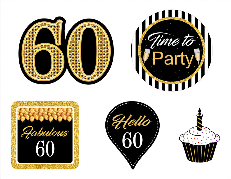 60th Theme Birthday Party Paper Decorative Straws