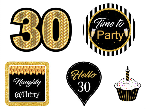 30th Theme Birthday Party Paper Decorative Straws