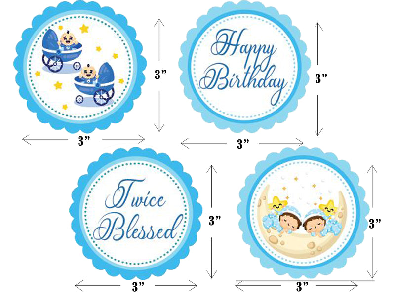 Twin Boys Party Birthday Paper Decorative Straws