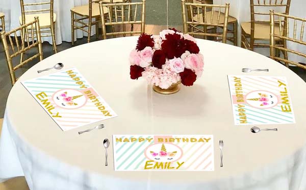 Unicorn Theme Birthday Table Mats for Decoration