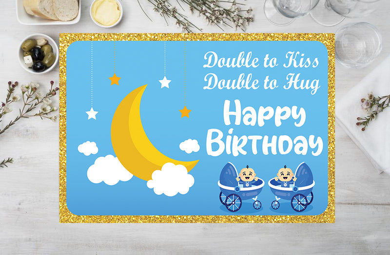 Twin Boys Party Birthday Table Mats for Decoration