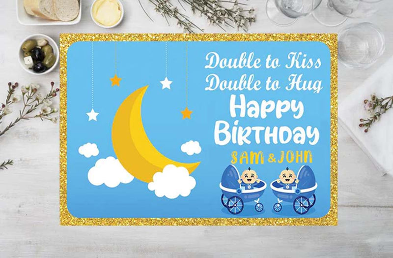 Twin Boys Party Birthday Table Mats for Decoration