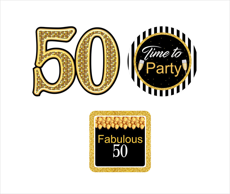 50th Theme Birthday Party Table Toppers for Decoration