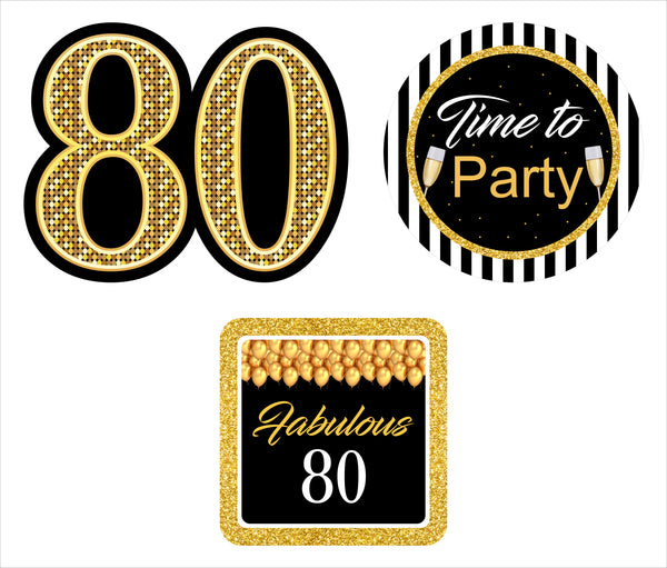 80th Theme Birthday Party Table Toppers for Decoration