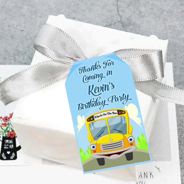 Wheels On The Bus Theme Birthday Party Thank You Tags/Return Gift tags