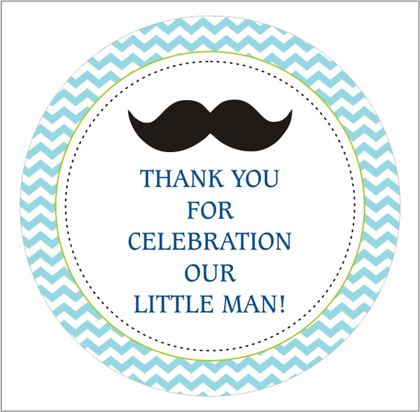 Little Man Theme Birthday Party Thank You Tags/Return Gift tags