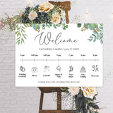 Greenery Theme Wedding Day Timeline Board