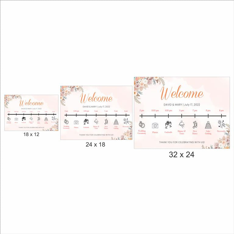 Boho Wedding Day Timeline Board