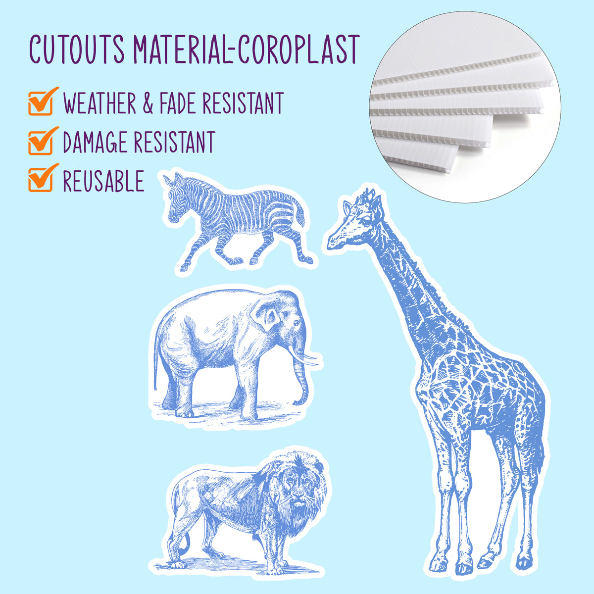 Toile Animal  Party Cutouts / Props