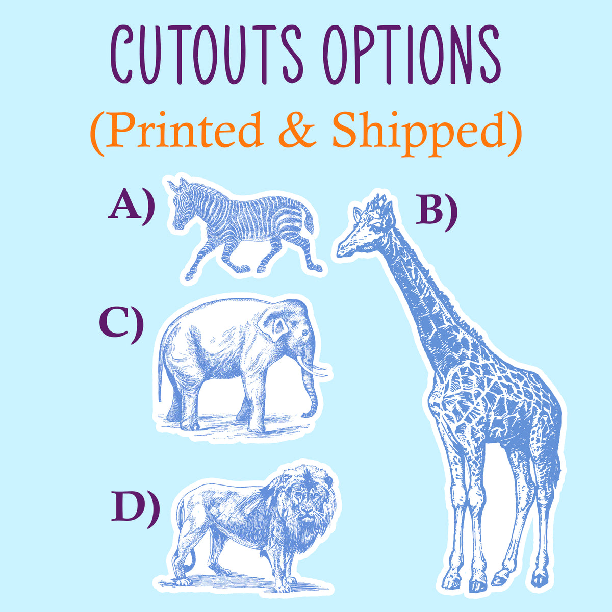 Toile Animal  Party Cutouts / Props