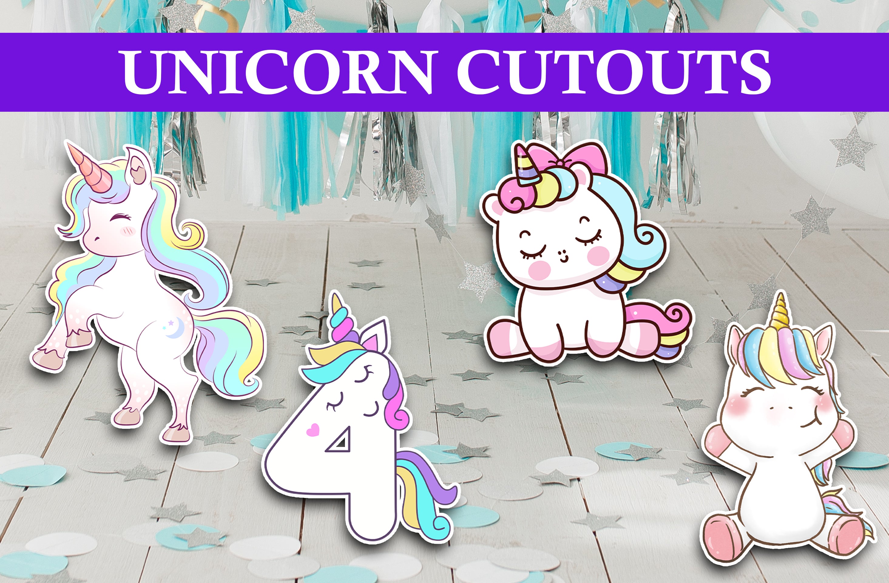 Unicorn Party Cutouts / Props