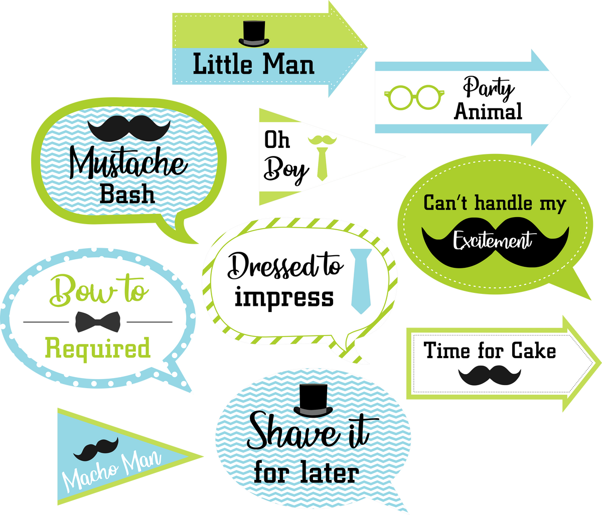 Buy Little Man Birthday Party Decoration Photo Booth Props Kit | Party ...