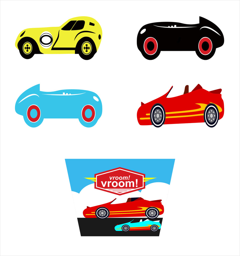 Racing Car Theme Birthday Party Cupcake Toppers for Decoration