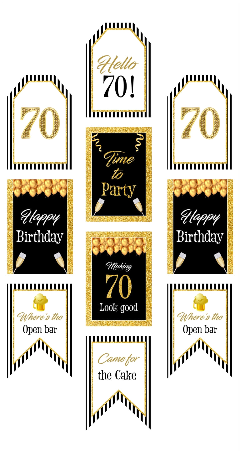 70th Theme Birthday Paper Door Banner or for Wall Decoration.