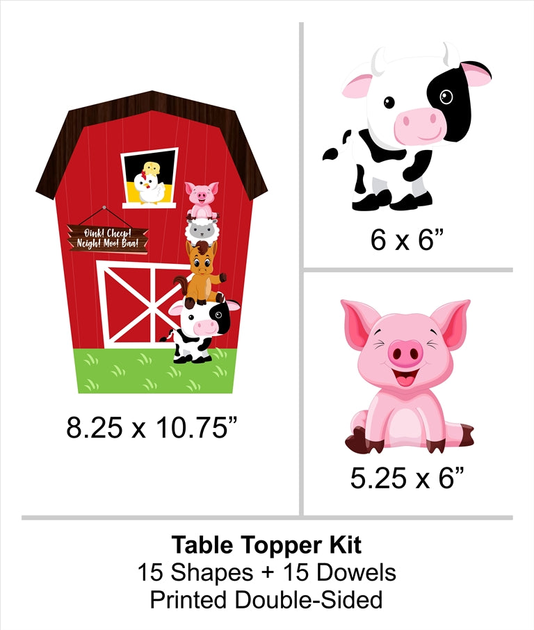 Farm Animal Birthday Party Table Toppers for Decoration