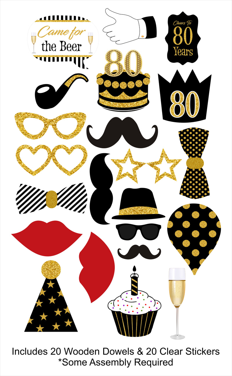 80th Theme Birthday Party Photo Booth Props Kit