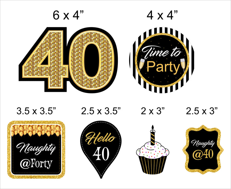 40th Theme Birthday Party Cake Topper /Cake Decoration Kit